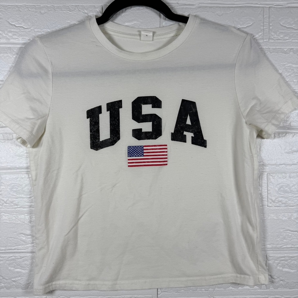 USA Graphic Tee Kids XL White Short Sleeve Patriotic T-Shirt